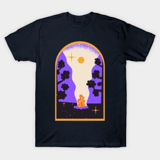 Burning campfire at night | Camping T-Shirt